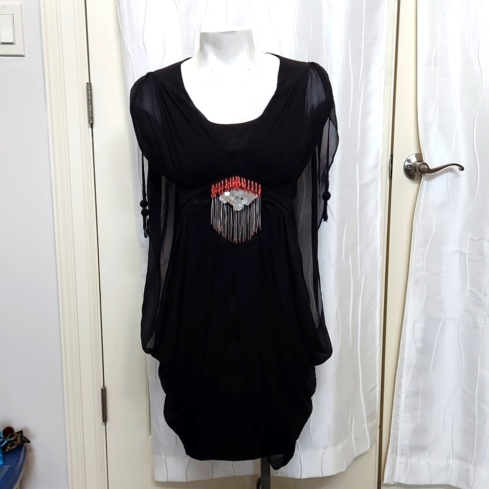 Guess by Marciano Black Cocktail Cape Dress